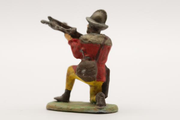 Landsknecht crossbowman kneeling with Spanish helmet